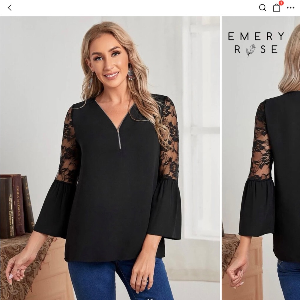 Cute simple black Emery Rose blouse size 12
